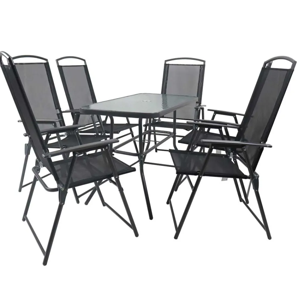 Wohnen Glasmöbel|Balkonmöbel*Outdoor Tisch & Klappstühle Set - Alcamo (siebenteilig)