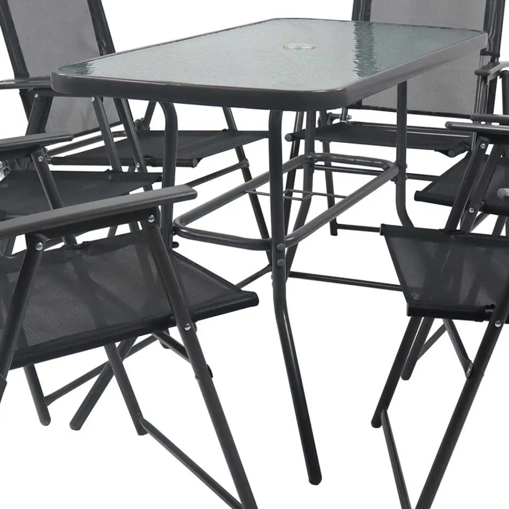 Wohnen Glasmöbel|Balkonmöbel*Outdoor Tisch & Klappstühle Set - Alcamo (siebenteilig)