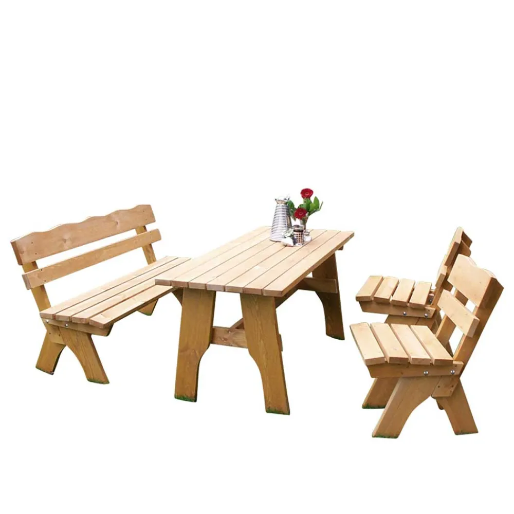 Wohnen Outdoor Tischgruppe Brixen aus Kiefer Massivholz (vierteilig)