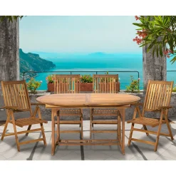 Wohnen Sitzgruppe|Balkonmöbel*Ovale Gartentisch Gruppe für vier Personen - Nevuz (fünfteilig)