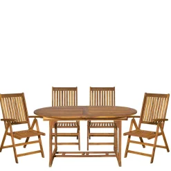 Wohnen Sitzgruppe|Balkonmöbel*Ovale Gartentisch Gruppe für vier Personen - Nevuz (fünfteilig)