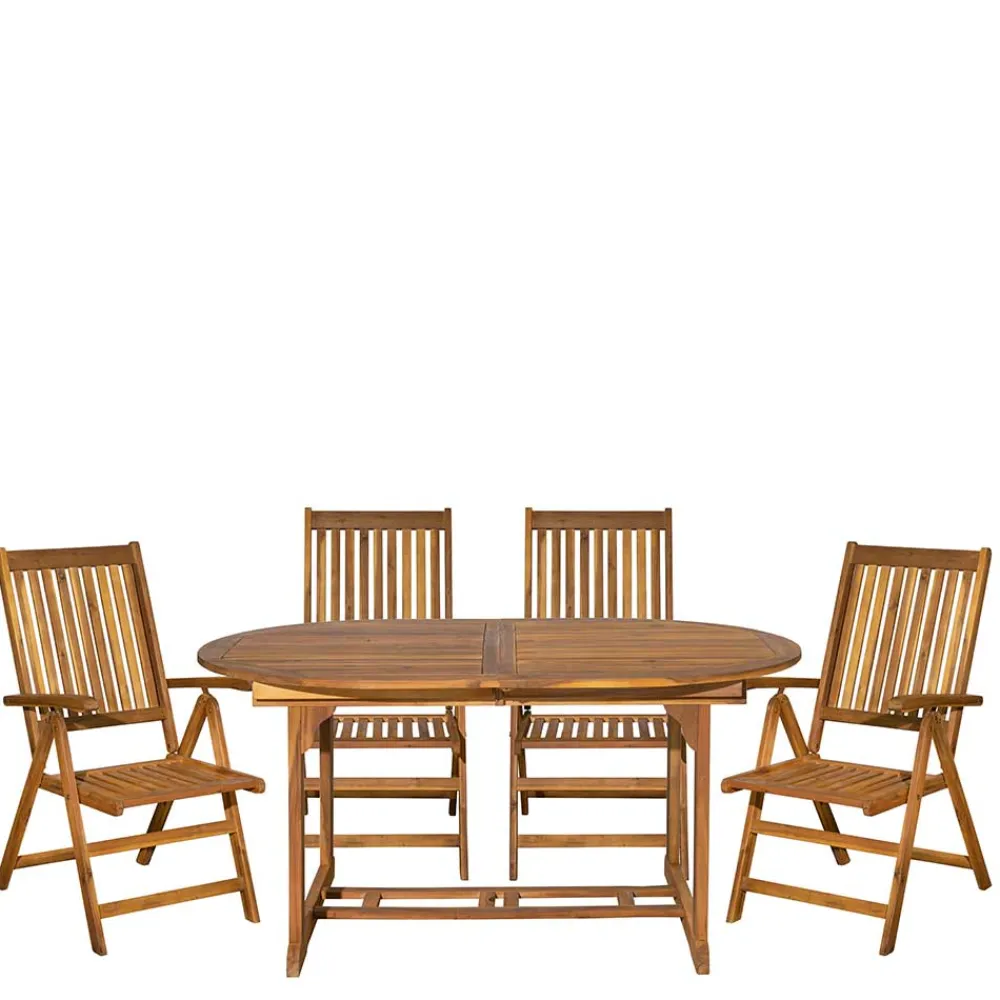 Wohnen Sitzgruppe|Balkonmöbel*Ovale Gartentisch Gruppe für vier Personen - Nevuz (fünfteilig)