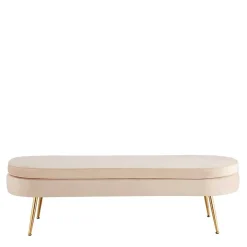 Wohnen Esszimmerbänke|Sitzbank*Ovale Polsterbank in Beige & Gold - Mamoud