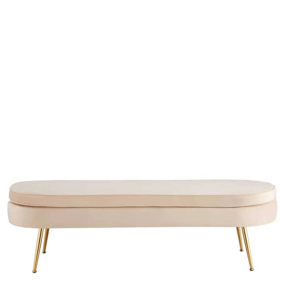 Wohnen Esszimmerbänke|Sitzbank*Ovale Polsterbank in Beige & Gold - Mamoud