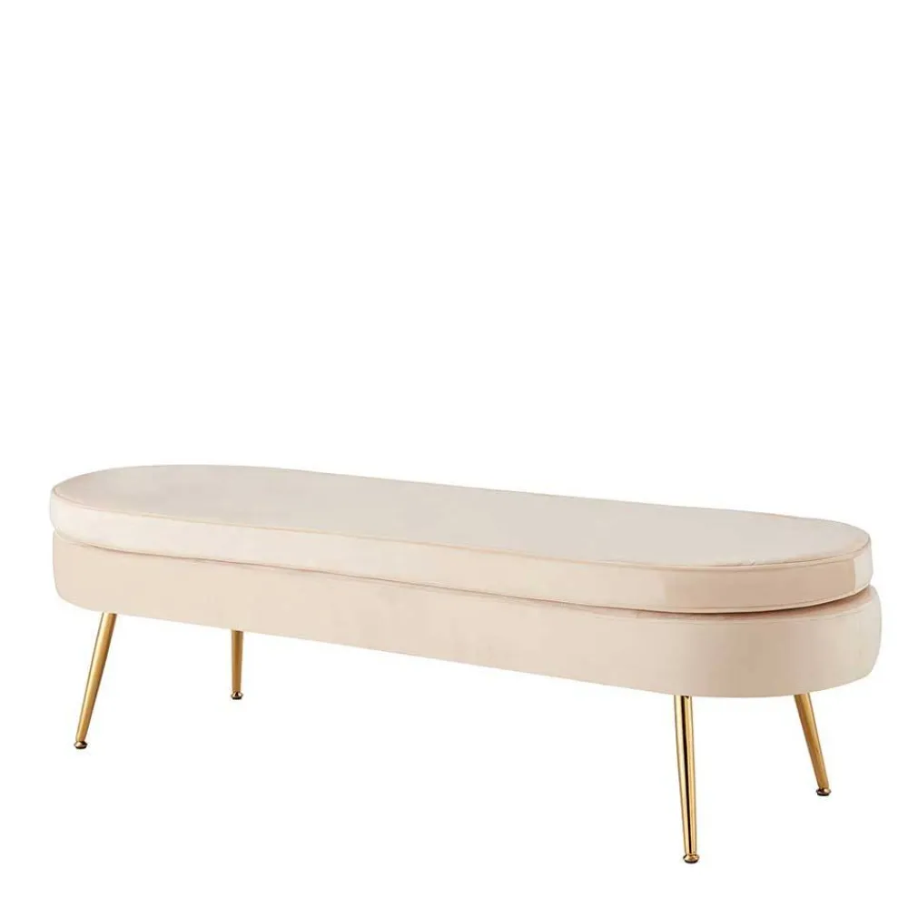 Wohnen Esszimmerbänke|Sitzbank*Ovale Polsterbank in Beige & Gold - Mamoud