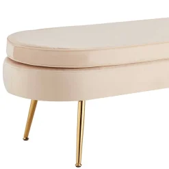 Wohnen Esszimmerbänke|Sitzbank*Ovale Polsterbank in Beige & Gold - Mamoud