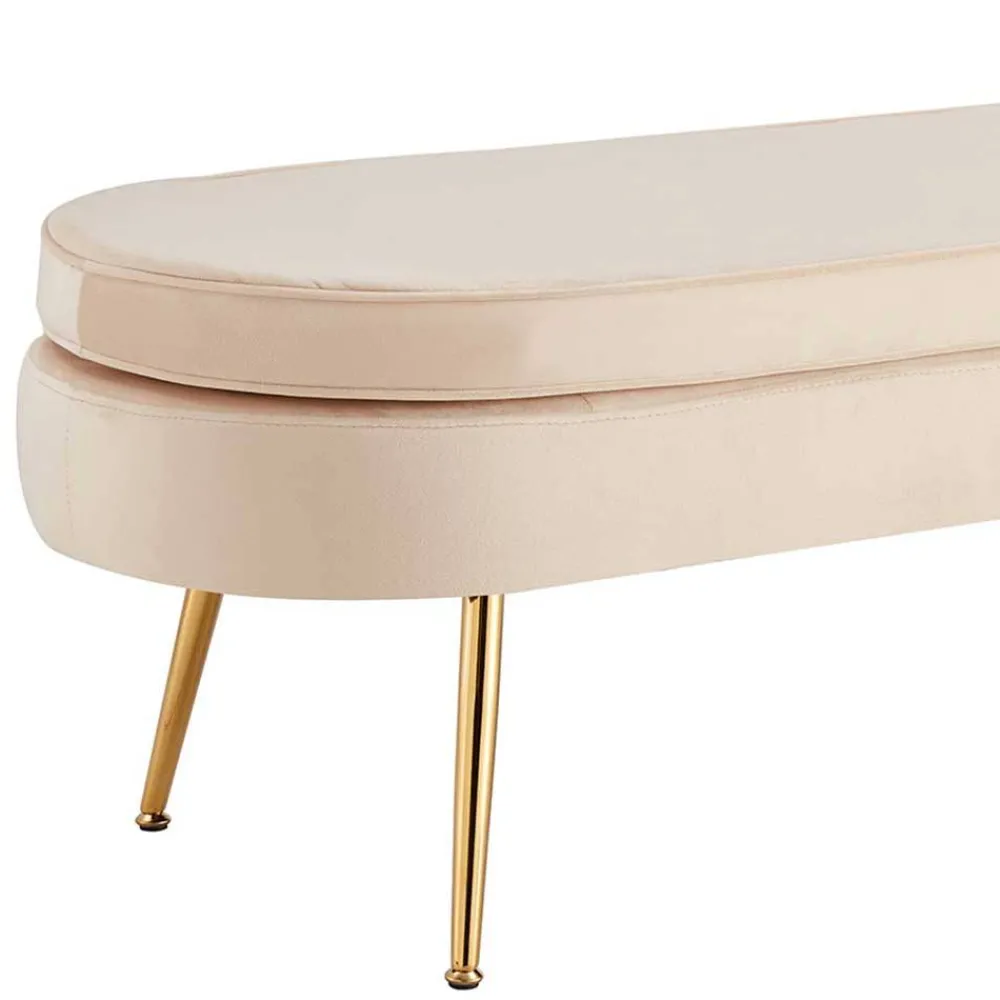 Wohnen Esszimmerbänke|Sitzbank*Ovale Polsterbank in Beige & Gold - Mamoud