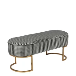 Wohnen Schwarze Möbel|Weiße Möbel*Ovale Polsterbank mit Hahnentritt Muster - Gasilia