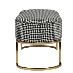 Wohnen Schwarze Möbel|Weiße Möbel*Ovale Polsterbank mit Hahnentritt Muster - Gasilia