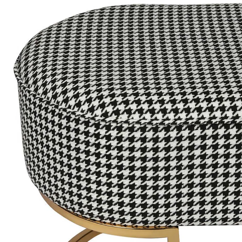 Wohnen Schwarze Möbel|Weiße Möbel*Ovale Polsterbank mit Hahnentritt Muster - Gasilia