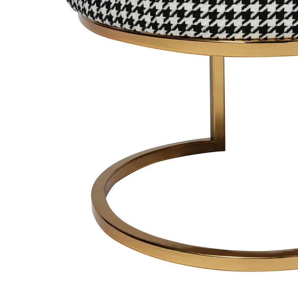 Wohnen Schwarze Möbel|Weiße Möbel*Ovale Polsterbank mit Hahnentritt Muster - Gasilia