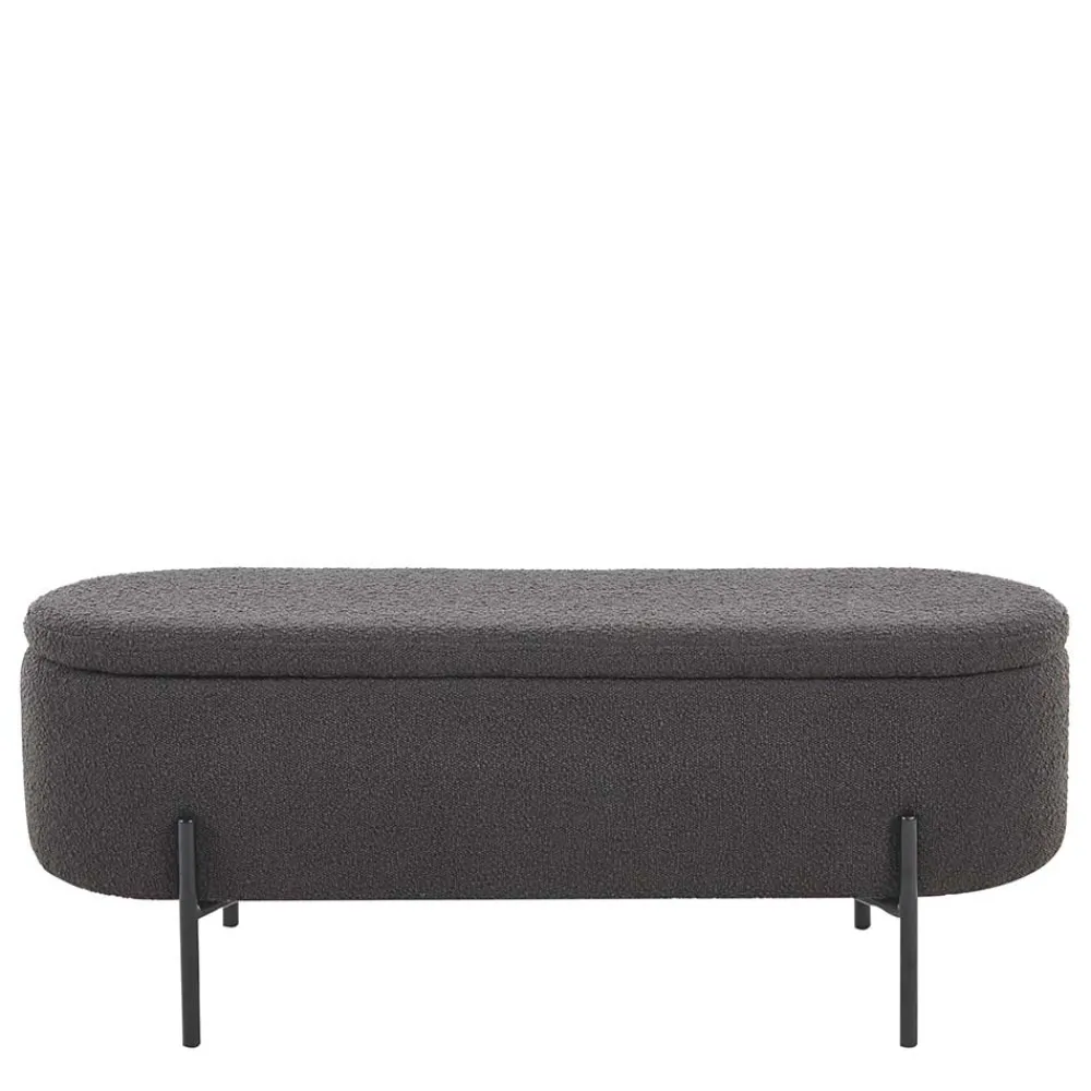 Wohnen Küchenbänke|Bettbänke*Ovale Truhenbank in Anthrazit Boucle - Comoto