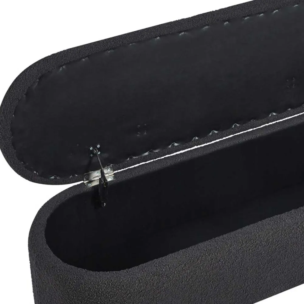 Wohnen Küchenbänke|Bettbänke*Ovale Truhenbank in Anthrazit Boucle - Comoto