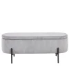 Wohnen Ovale Truhenbank mit Cord Bezug in Hellgrau - Marcez
