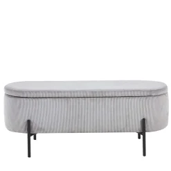 Wohnen Ovale Truhenbank mit Cord Bezug in Hellgrau - Marcez