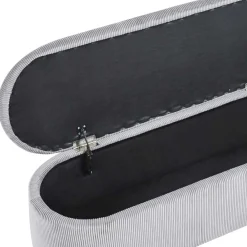 Wohnen Ovale Truhenbank mit Cord Bezug in Hellgrau - Marcez