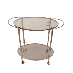 Wohnen Braune Möbel|Glasmöbel*Ovaler Barwagen mit Glas Twinta & Metall Bronzefarben