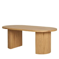 Wohnen Ovaler Couchtisch in Eiche Holzoptik - Saracan