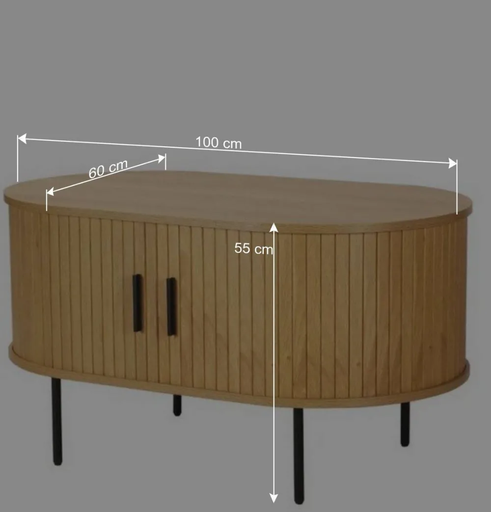 Wohnen Skandinavische Möbel|Couchtisch*Ovaler Couchtisch mit Stauraum - Barnetta