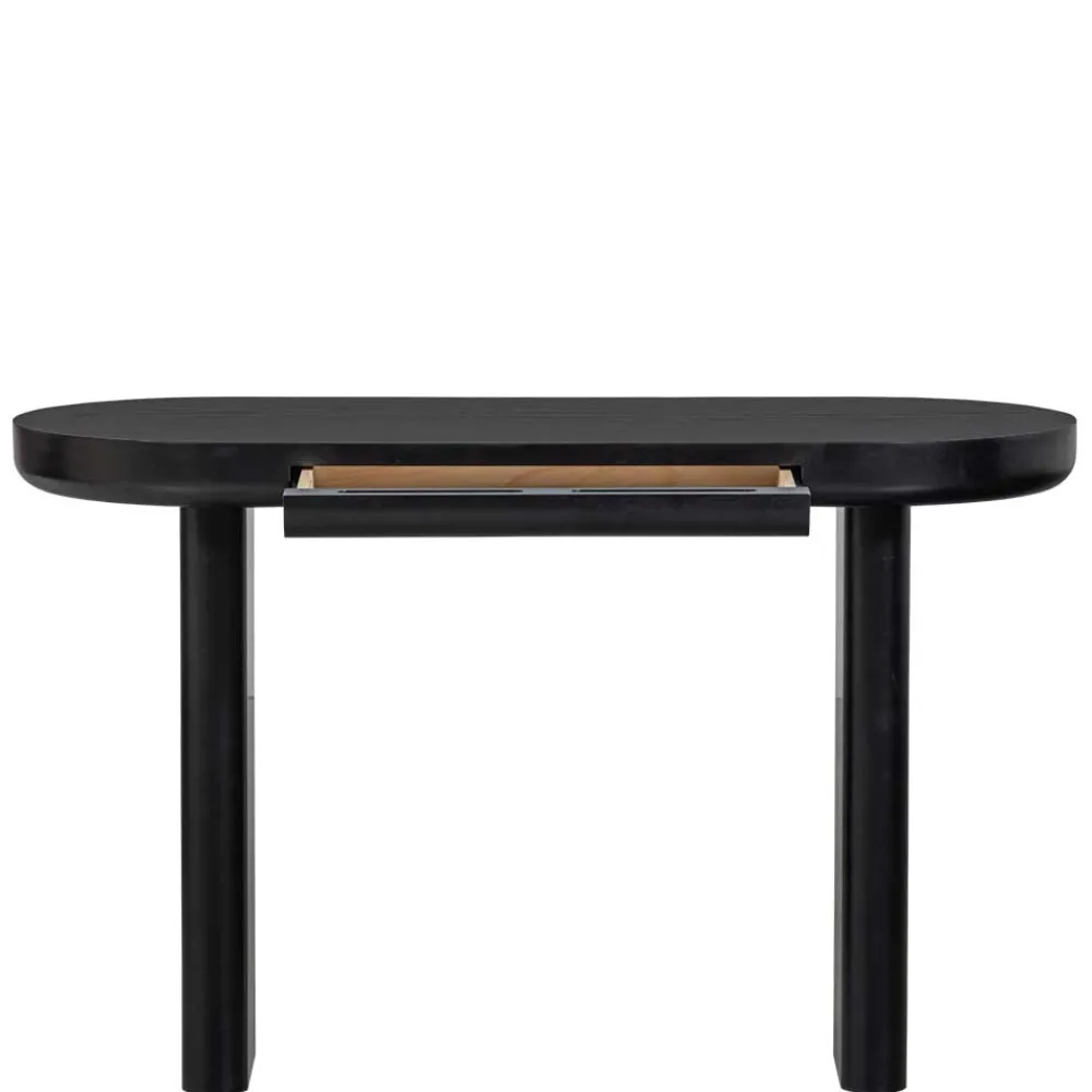 Kinder Wohnen Ovaler Design Schreibtisch in Schwarz Holzoptik - Belinda