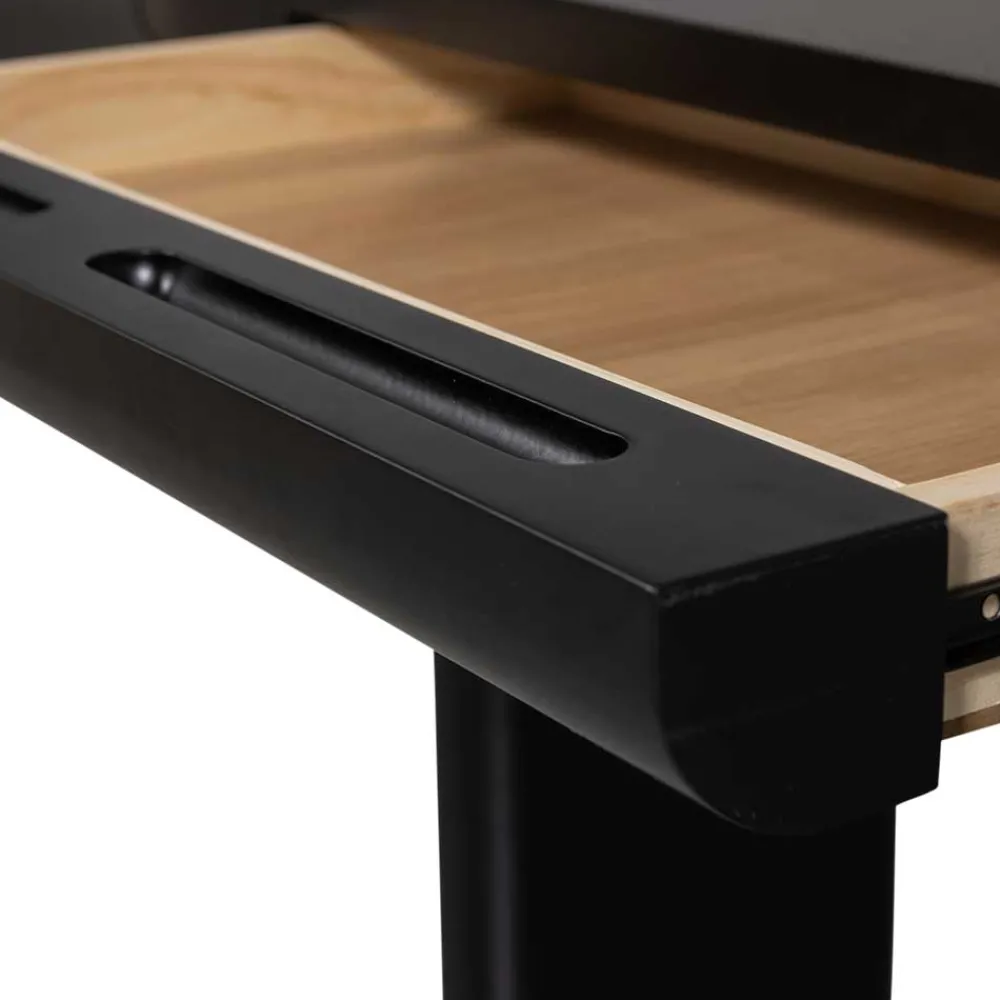 Kinder Wohnen Ovaler Design Schreibtisch in Schwarz Holzoptik - Belinda