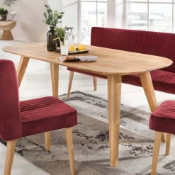 Wohnen Massivholzmöbel|Küchentische*Ovaler Eichentisch Kathyn im Retro Design