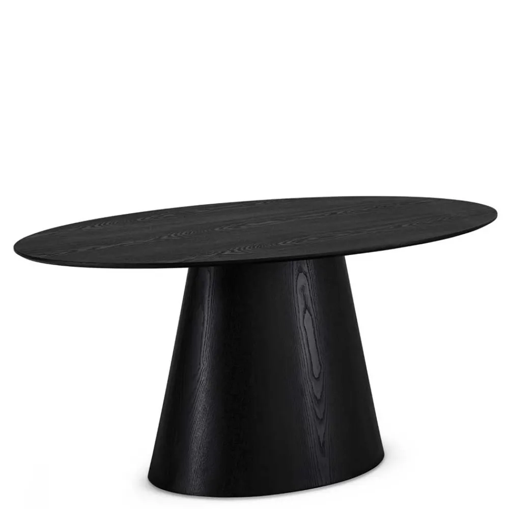 Wohnen Esszimmertische|Skandinavische Möbel*Ovaler Esszimmertisch in Schwarz Eiche - Vuschea