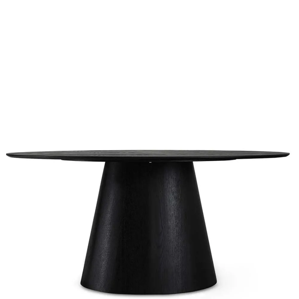 Wohnen Esszimmertische|Skandinavische Möbel*Ovaler Esszimmertisch in Schwarz Eiche - Vuschea