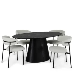 Wohnen Esszimmertische|Skandinavische Möbel*Ovaler Esszimmertisch in Schwarz Eiche - Vuschea