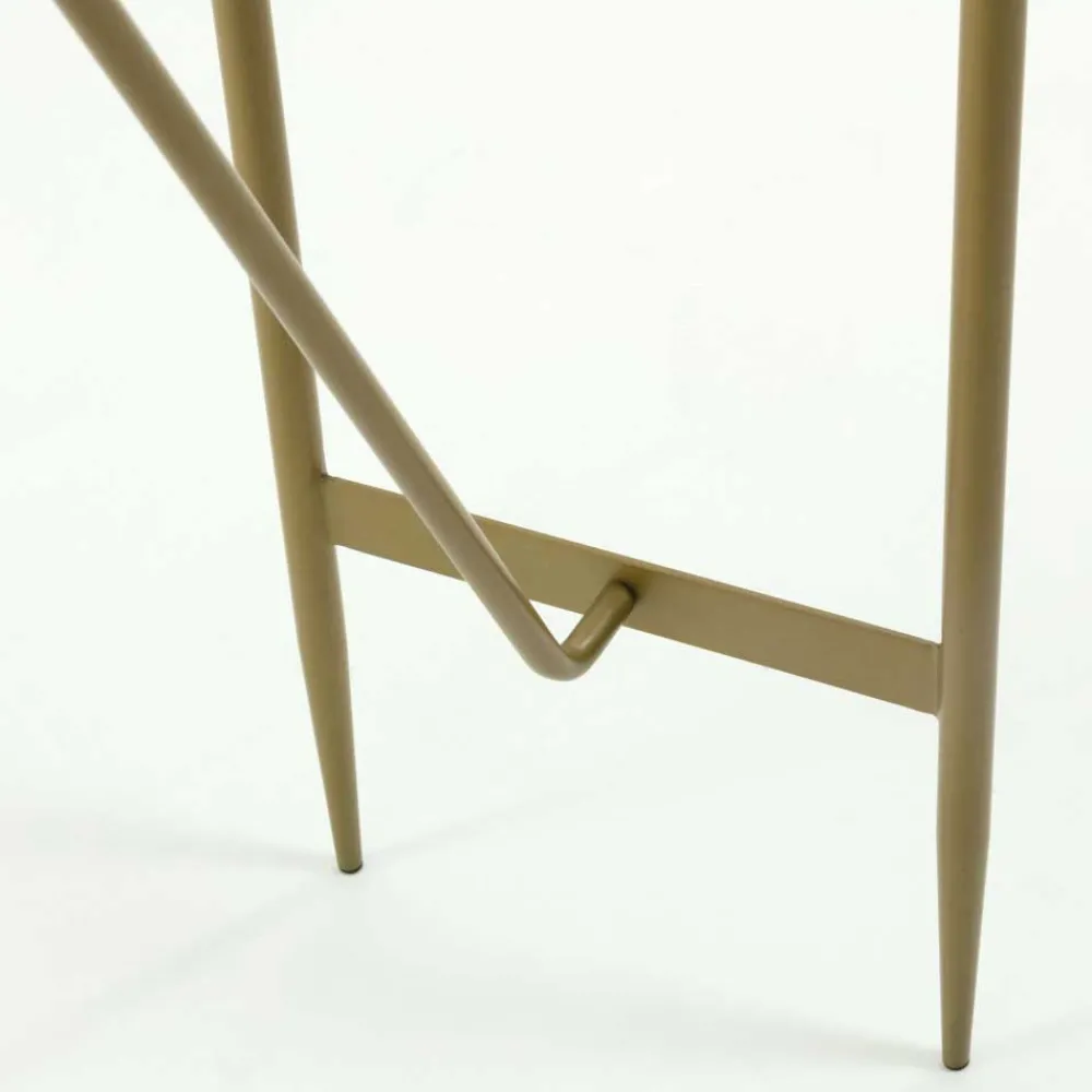 Wohnen Glasmöbel|Retro Möbel*Ovaler Konsolentisch mit Glas Marmoroptik - Bremona