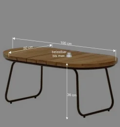 Wohnen Gartentische*Ovaler Outdoor Couchtisch aus Akazie massiv - Ragusca