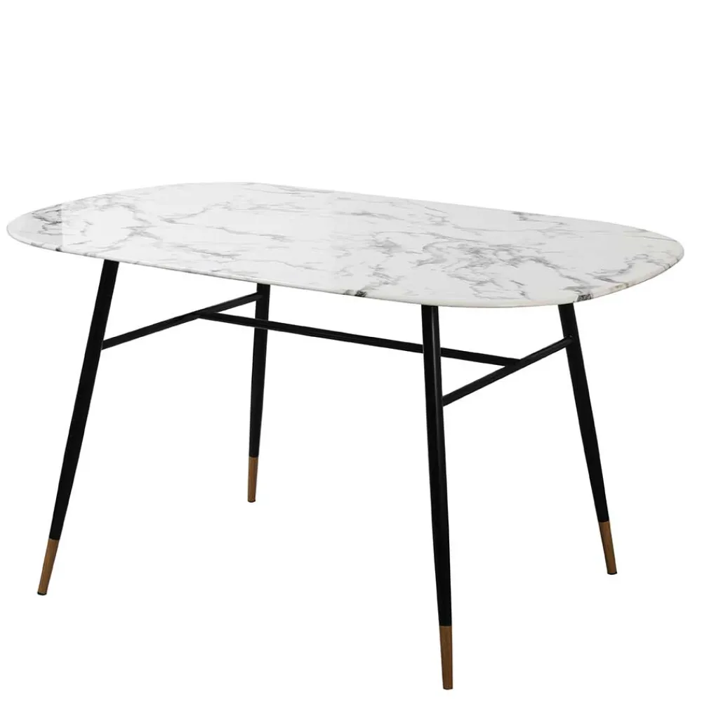 Wohnen Ovaler Retro Esstisch in Marmoroptik - Little
