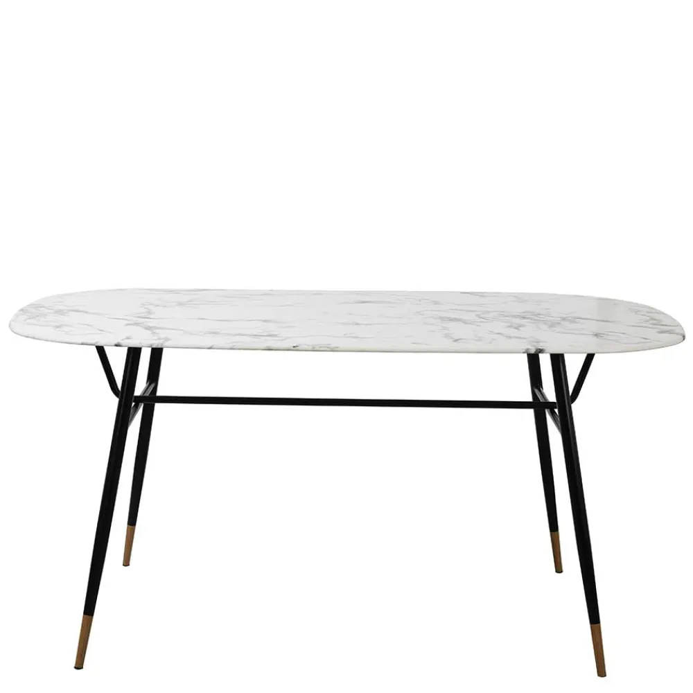 Wohnen Ovaler Retro Esstisch in Marmoroptik - Little