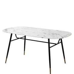 Wohnen Ovaler Retro Esstisch in Marmoroptik - Little