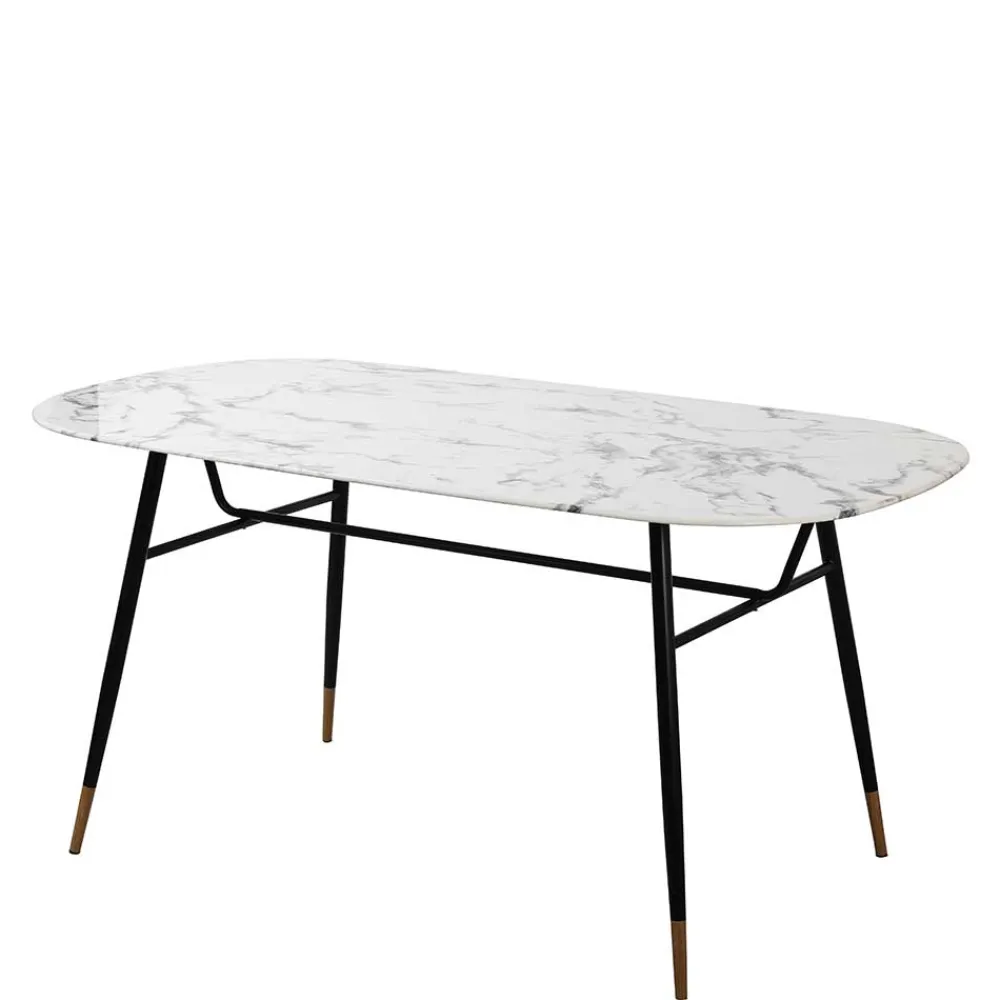 Wohnen Ovaler Retro Esstisch in Marmoroptik - Little
