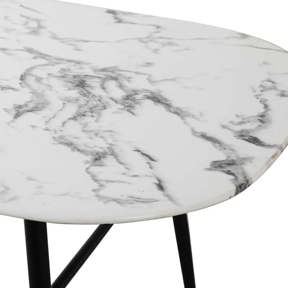 Wohnen Ovaler Retro Esstisch in Marmoroptik - Little