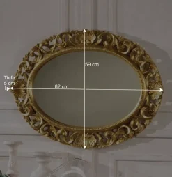 Wohnen Ovaler Spiegel mit goldenem Rahmen - Carlenna