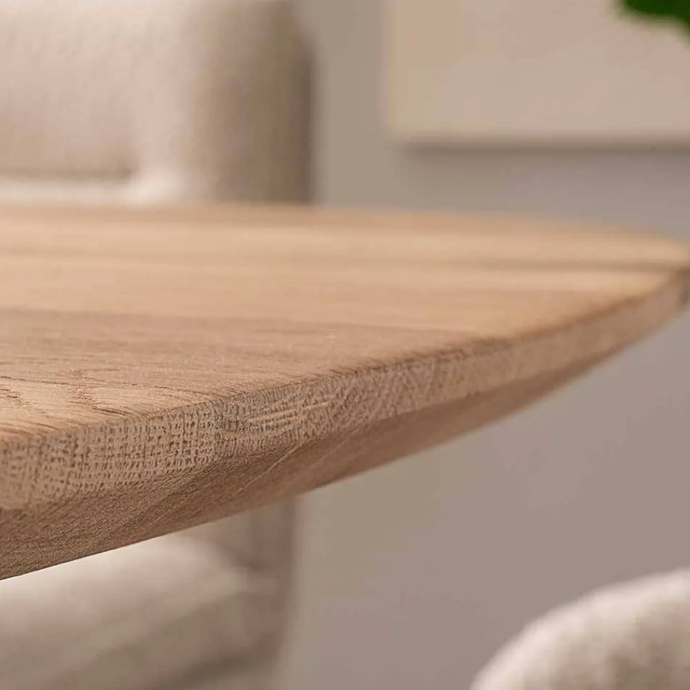 Wohnen Naturholzmöbel|Tische*Ovaler Wildeiche-Tisch mit weißem Spidergestell - French