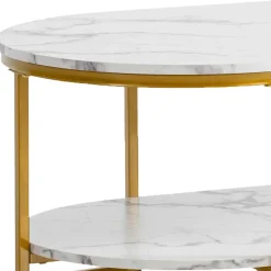Wohnen Ovaler Wohnzimmertisch im Marmor Look - Narkus