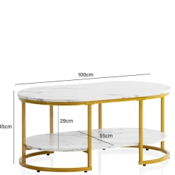 Wohnen Ovaler Wohnzimmertisch im Marmor Look - Narkus