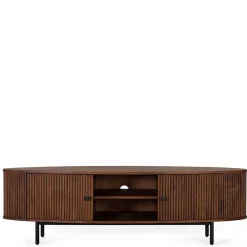 Wohnen Tv & Hifi-Möbel|Tv & Hifi-Möbel*Ovales Retro TV Lowboard aus Akazie - Chalil