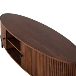 Wohnen Tv & Hifi-Möbel|Tv & Hifi-Möbel*Ovales Retro TV Lowboard aus Akazie - Chalil