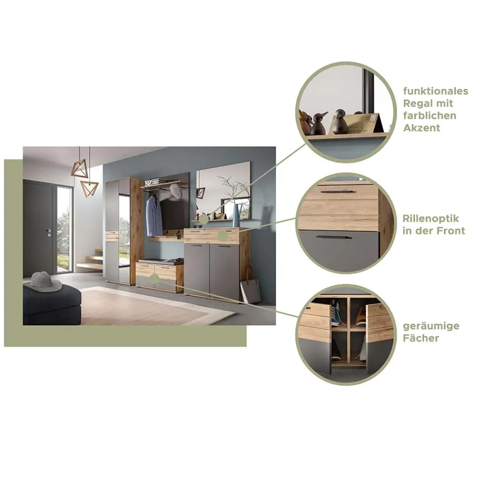 Wohnen Paneel Garderobe mit Stange & 6 Haken - Catamaron