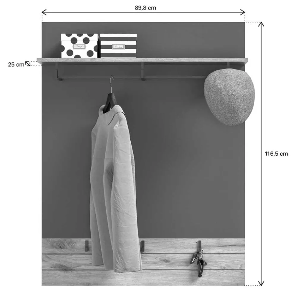 Wohnen Paneel Garderobe mit Stange & 6 Haken - Catamaron