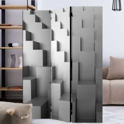 Wohnen Paravent aus Leinwand auf Fichtenholz - Jawalio