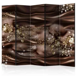 Wohnen Paravent Design Raumteiler in Braun & Gold - Nasco