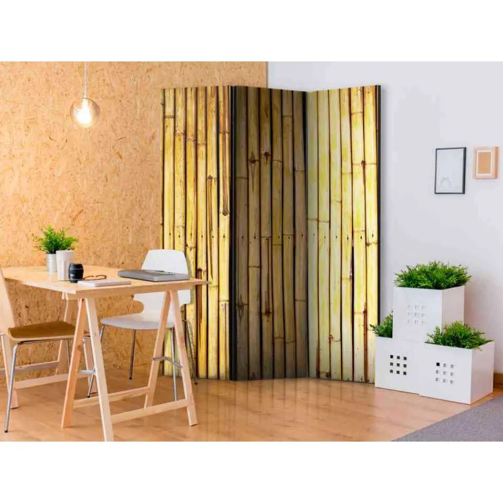Wohnen Braune Möbel|Paravents*Paravent Foto Trennwand Bambus Rohr - Catjana