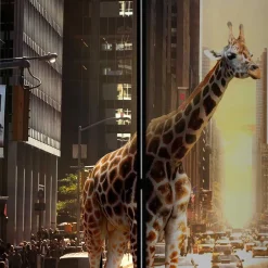 Wohnen Paravents|Wohnzimmer-Regale*Paravent Giraffe in New York Fotokunst - Lisdonna