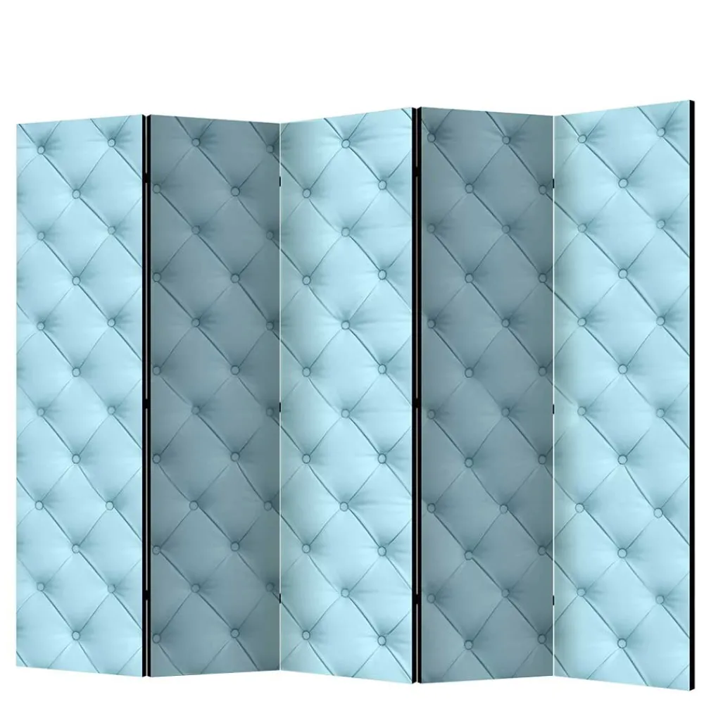 Wohnen Paravent im Chesterfield Look in Hellblau - Prenzla