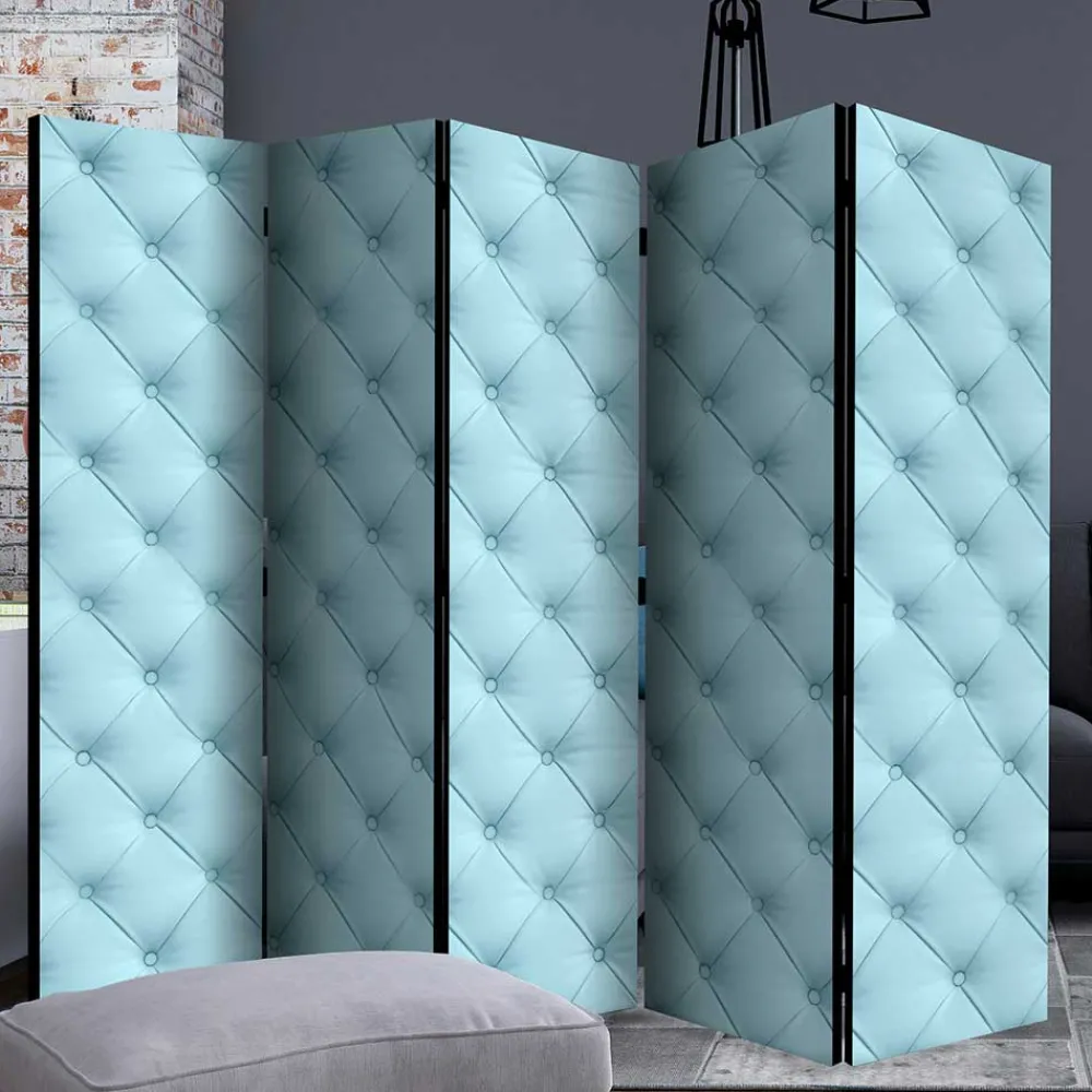 Wohnen Paravent im Chesterfield Look in Hellblau - Prenzla